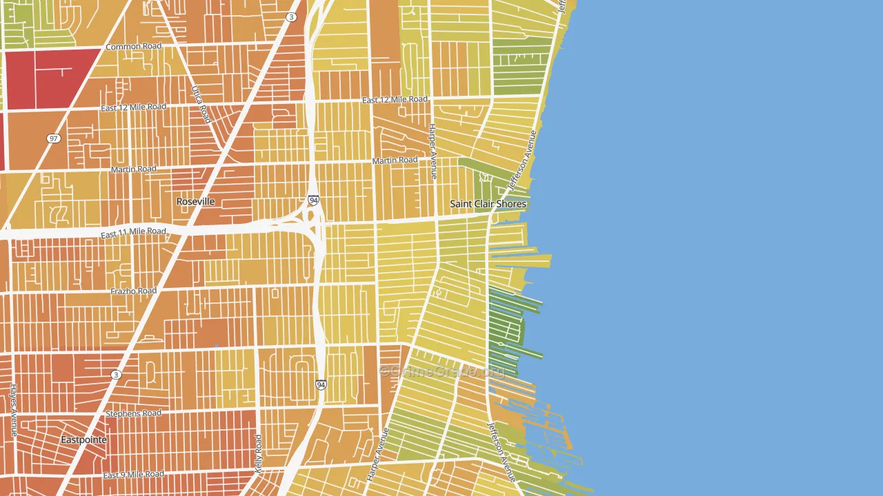 St. Clair Shores, MI Map of Murder Rates