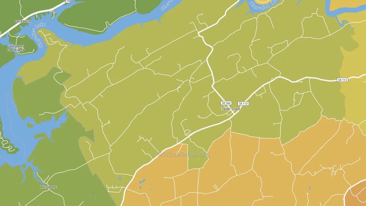 St. Clair, TN Map of Murder Rates