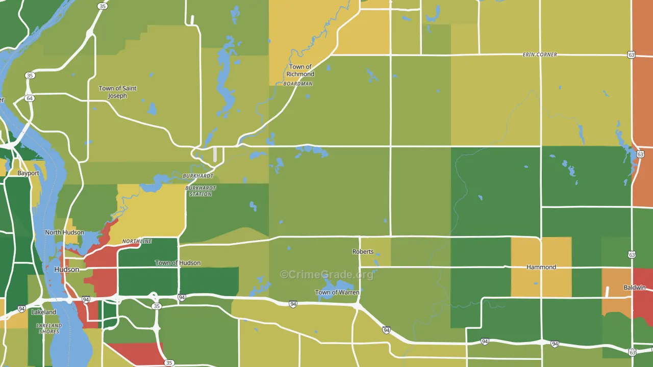 St. Croix County, WI Map of Murder Rates