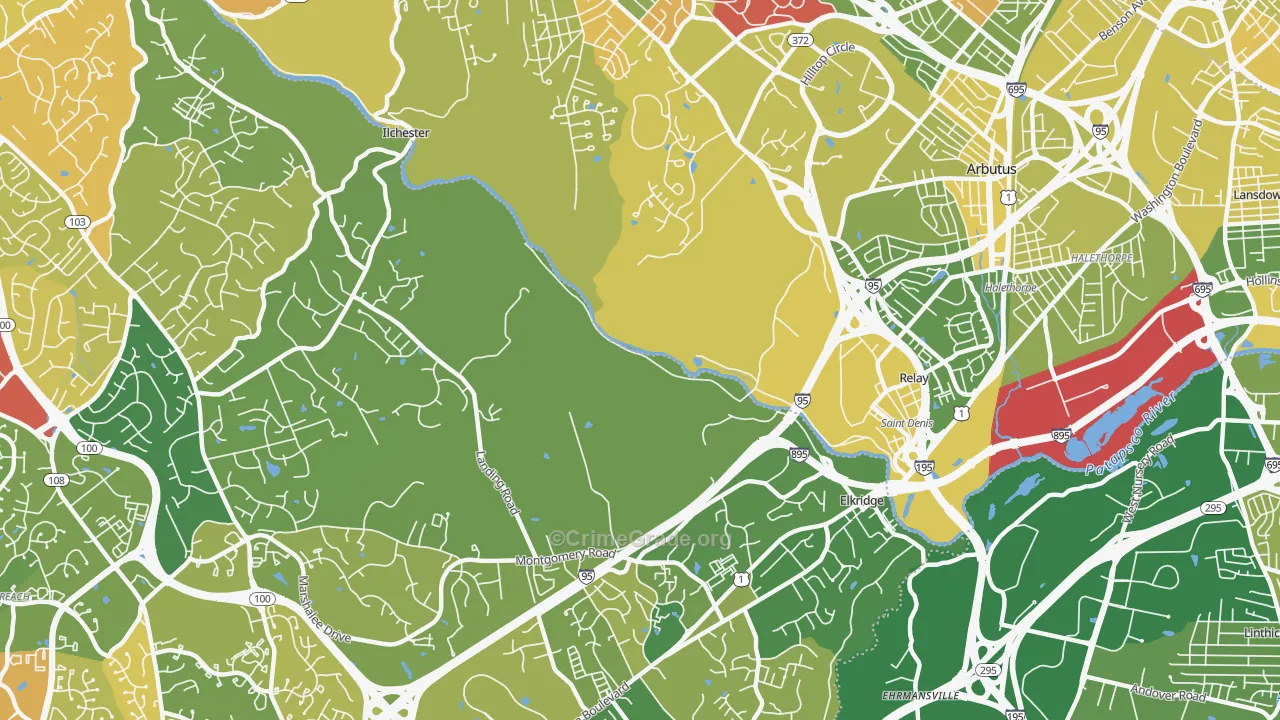 St Denis, Catonsville, MD Map of Murder Rates