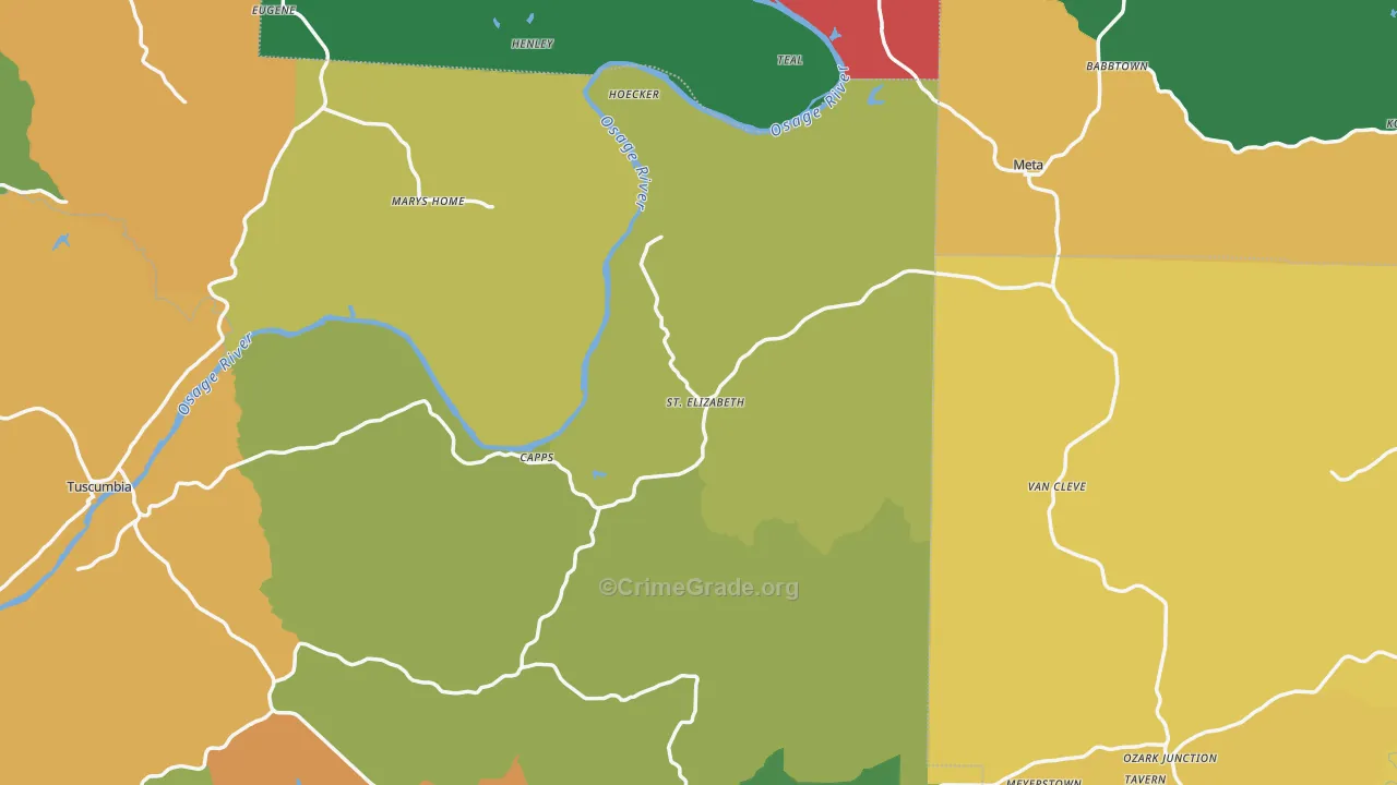 St. Elizabeth, MO Map of Murder Rates