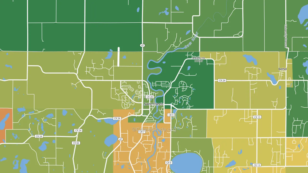 St. Francis, MN Map of Murder Rates