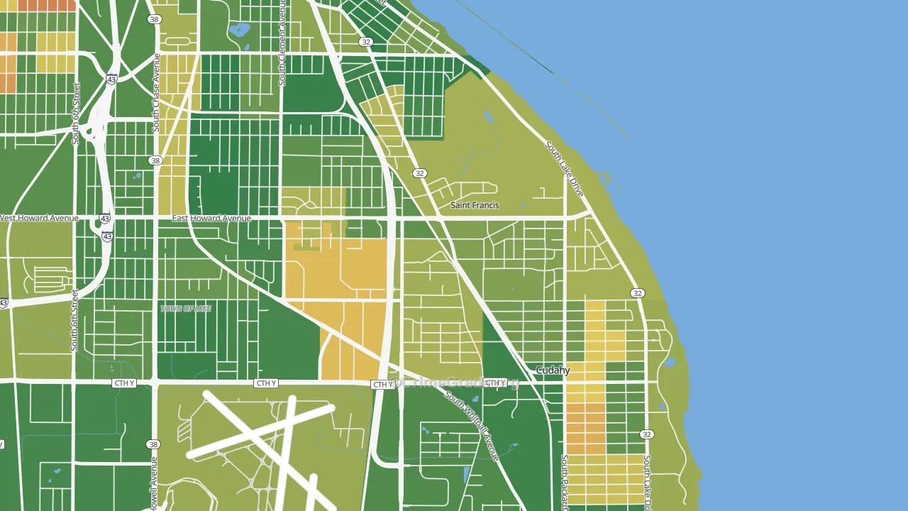 St. Francis, WI Map of Murder Rates