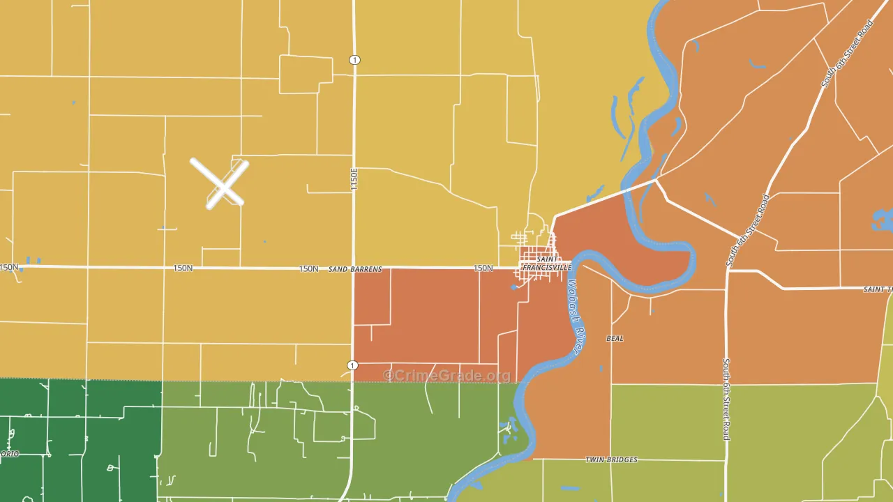St. Francisville, IL Map of Murder Rates