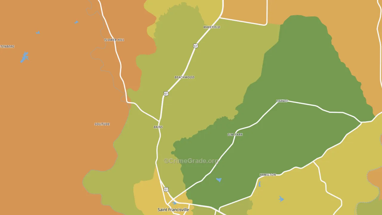 St. Francisville, LA Map of Murder Rates