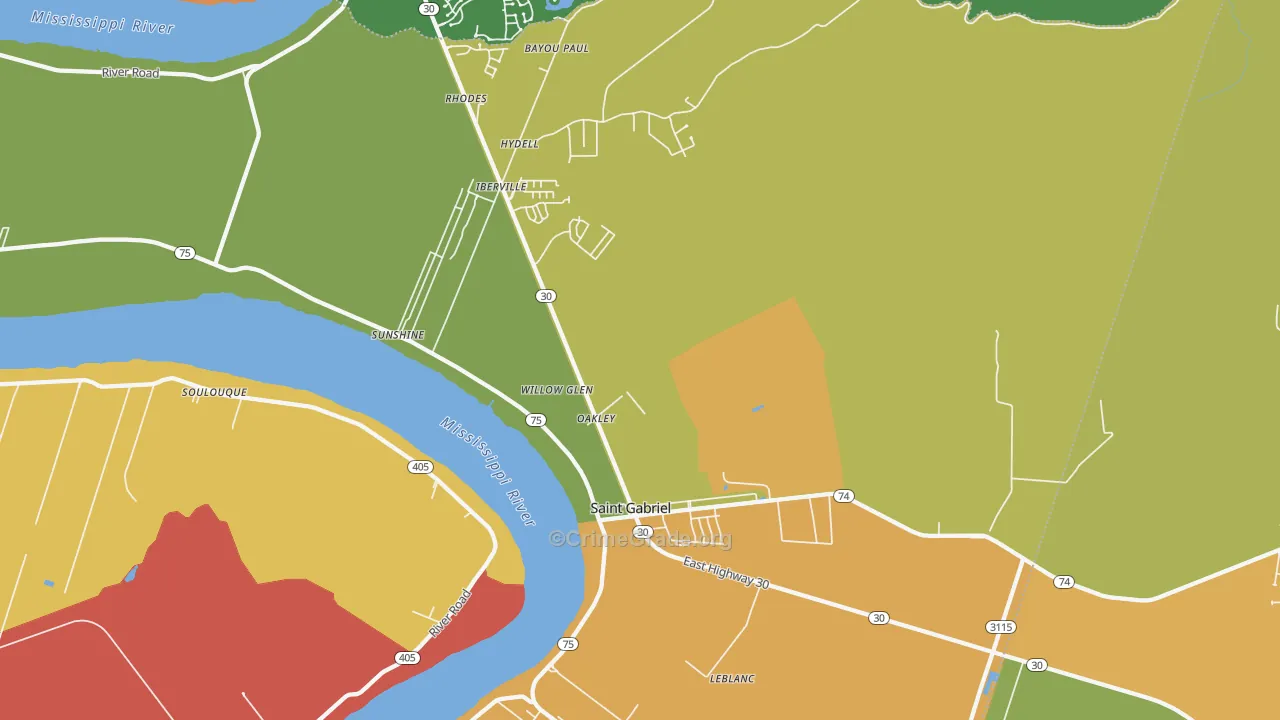 St. Gabriel, LA Map of Murder Rates
