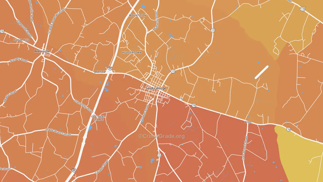 St. George, SC Map of Murder Rates