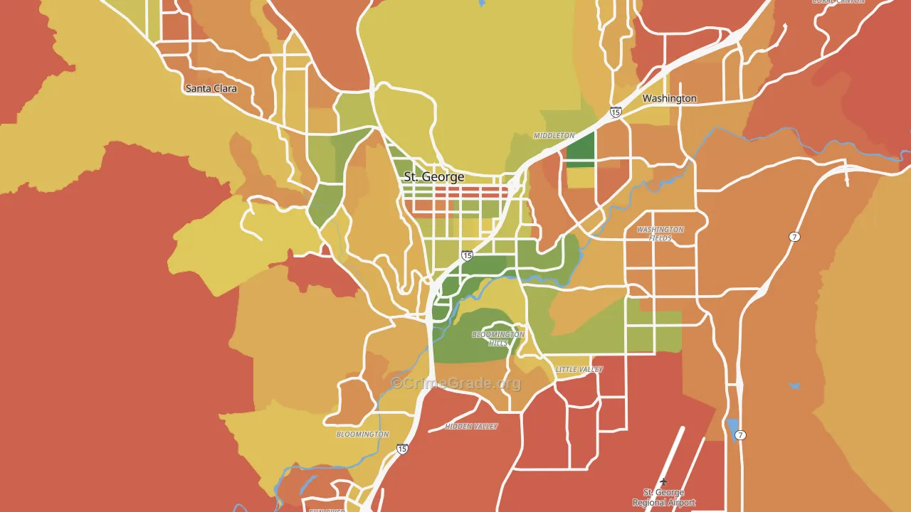 St. George, UT Map of Murder Rates