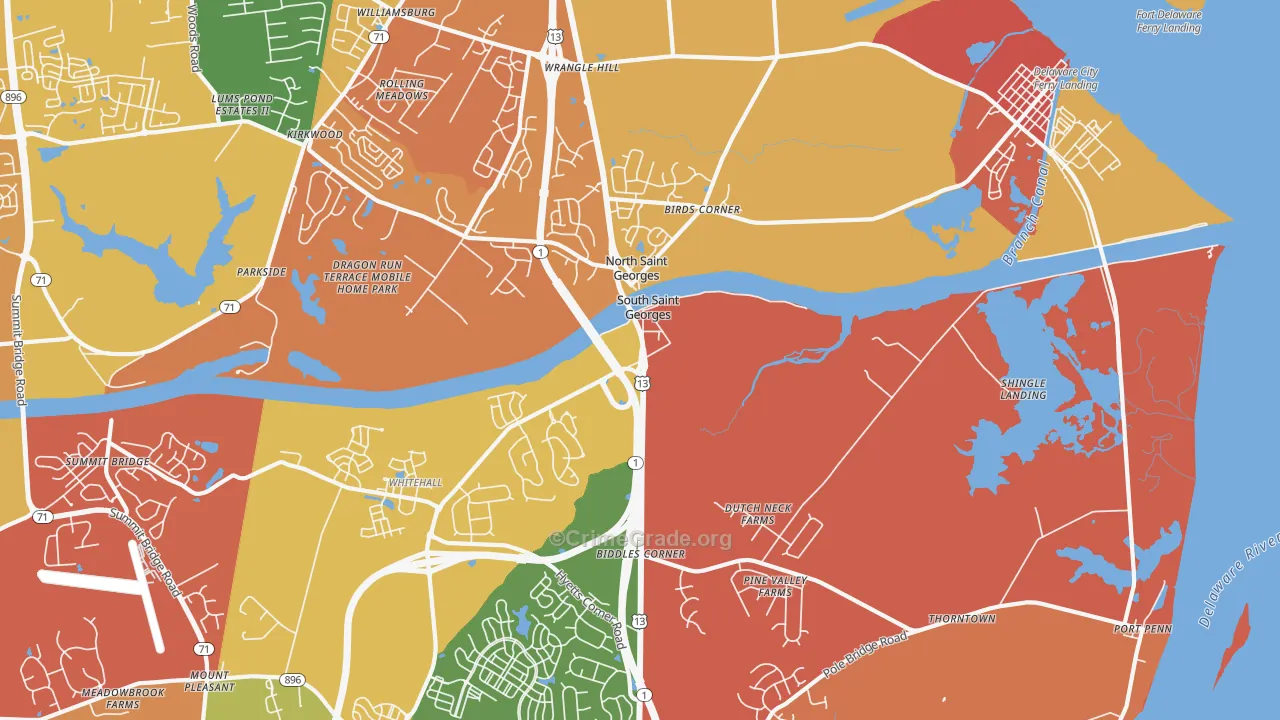 St. Georges, DE Map of Murder Rates