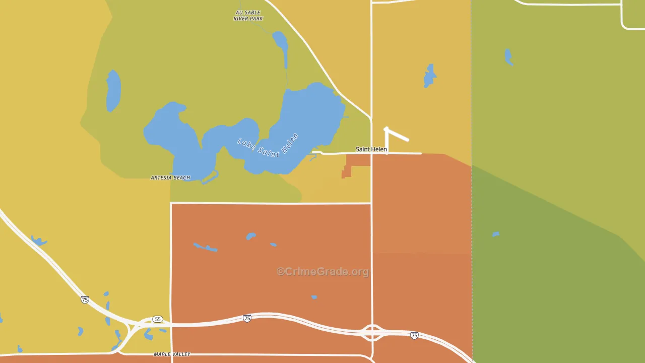 St. Helen, MI Map of Murder Rates