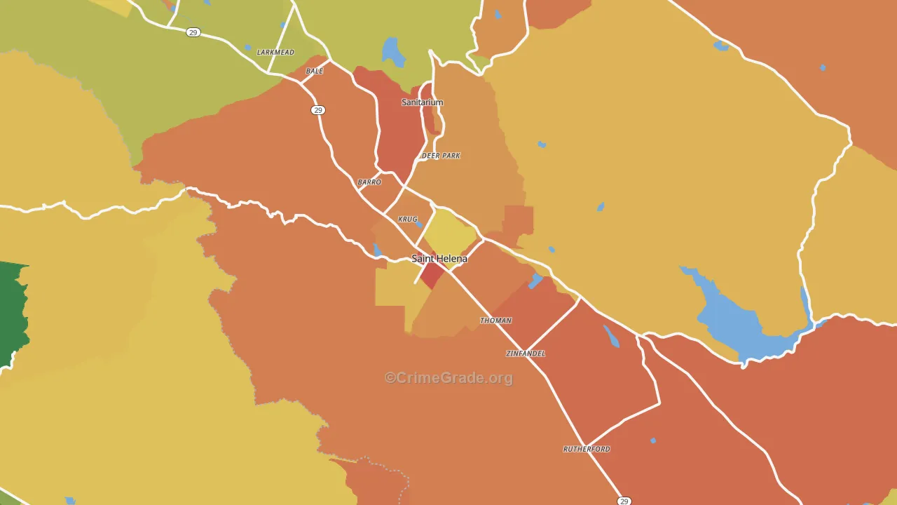 St. Helena, CA Map of Murder Rates