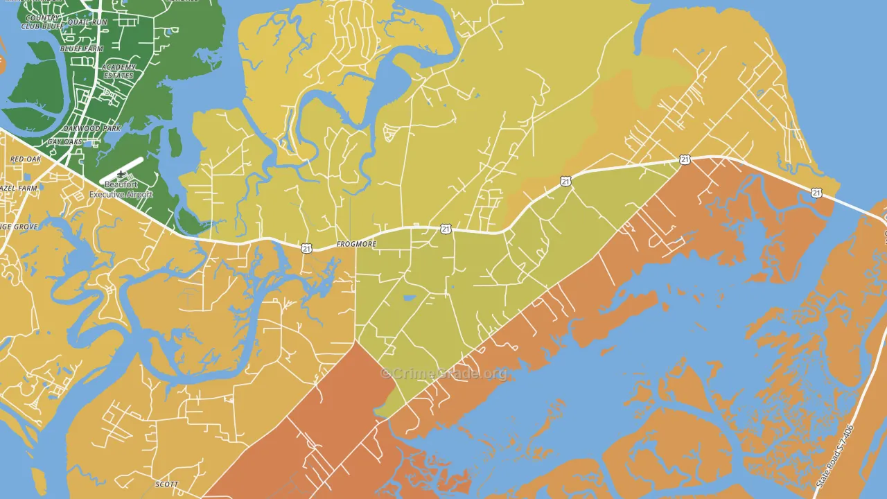 St. Helena Island, SC Map of Murder Rates