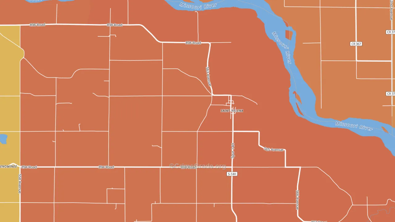 St. Helena, NE Map of Murder Rates