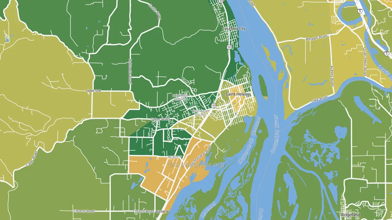 St. Helens, OR Map of Murder Rates