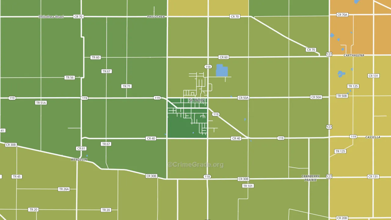 St. Henry, OH Map of Murder Rates