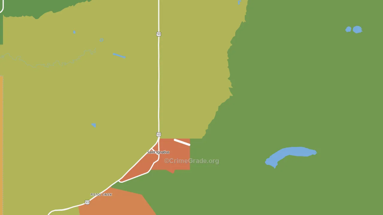 St. Ignatius, MT Map of Murder Rates
