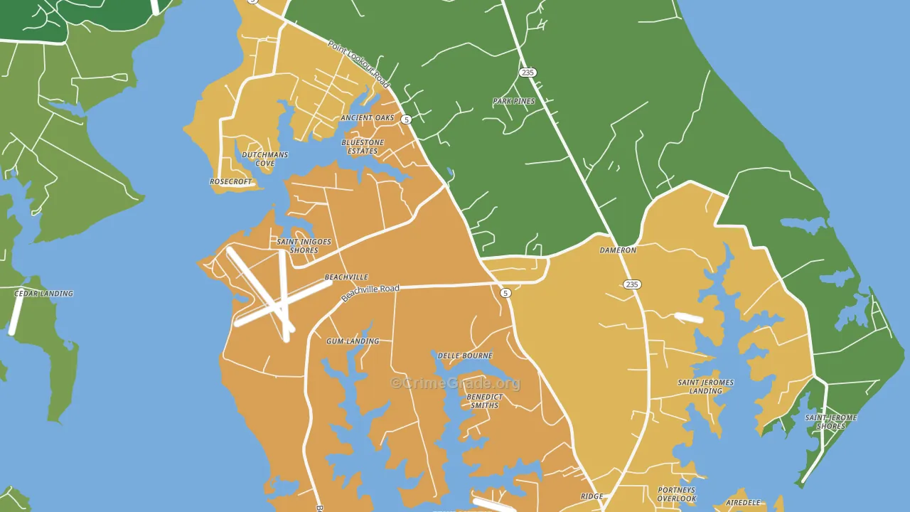 St. Inigoes, MD Map of Murder Rates