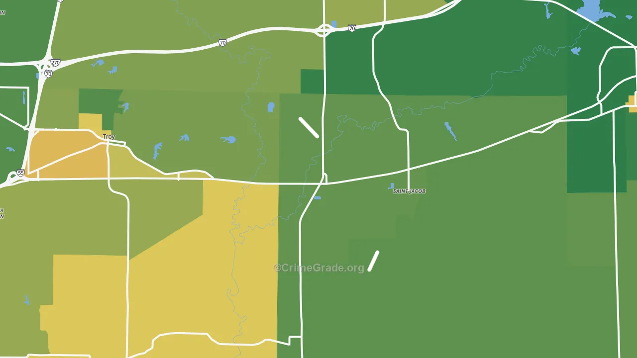 St. Jacob, IL Map of Murder Rates