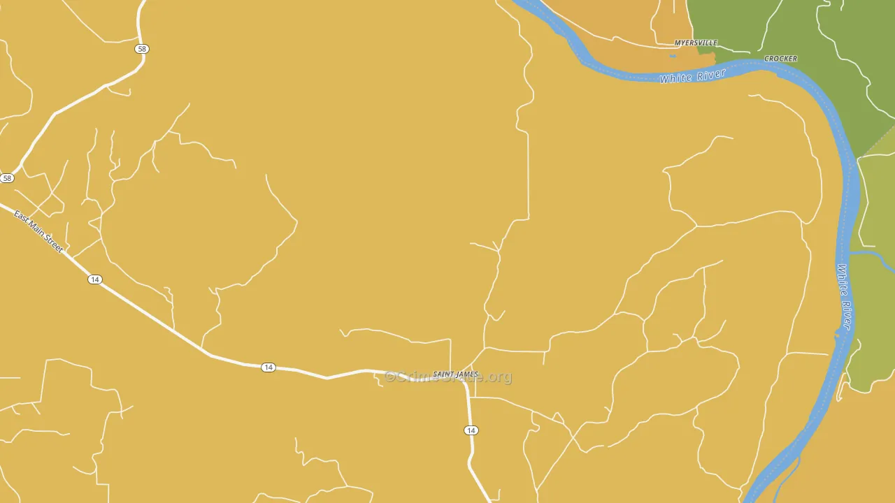 St. James, AR Map of Murder Rates