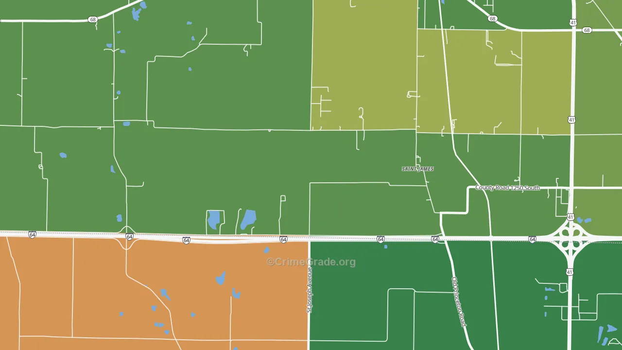 St. James, IN Map of Murder Rates