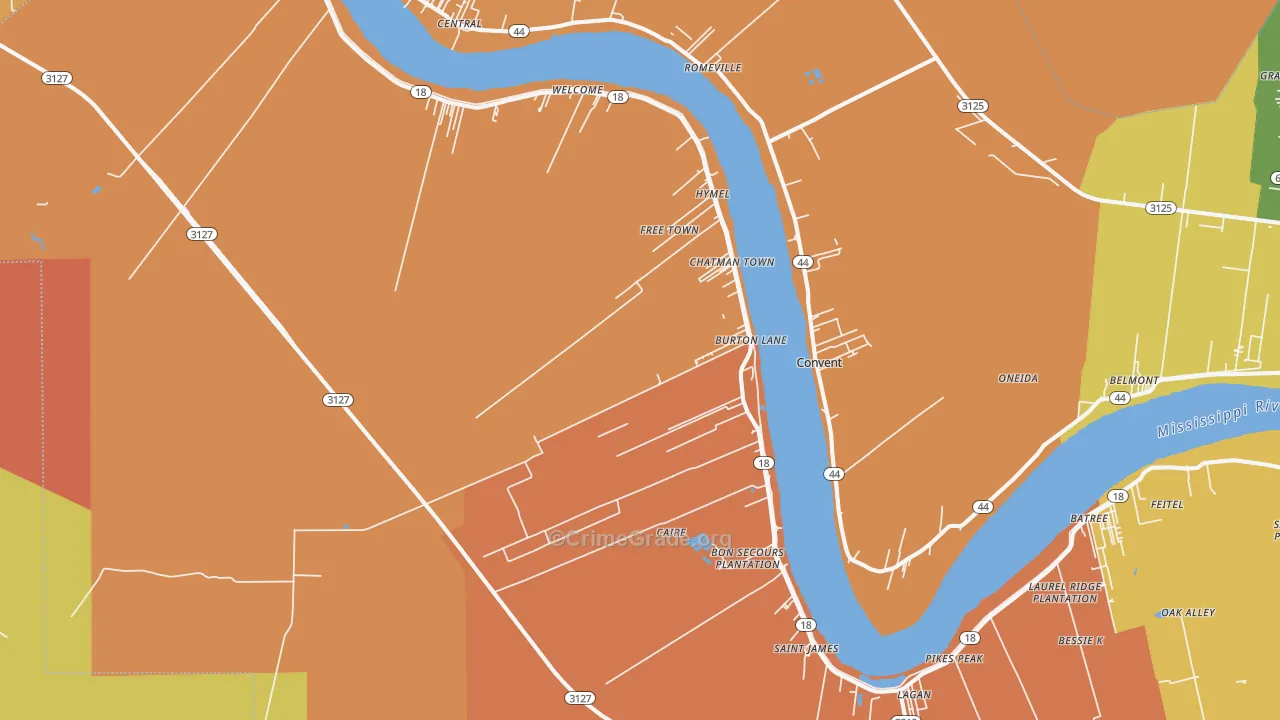 St. James, LA Map of Murder Rates