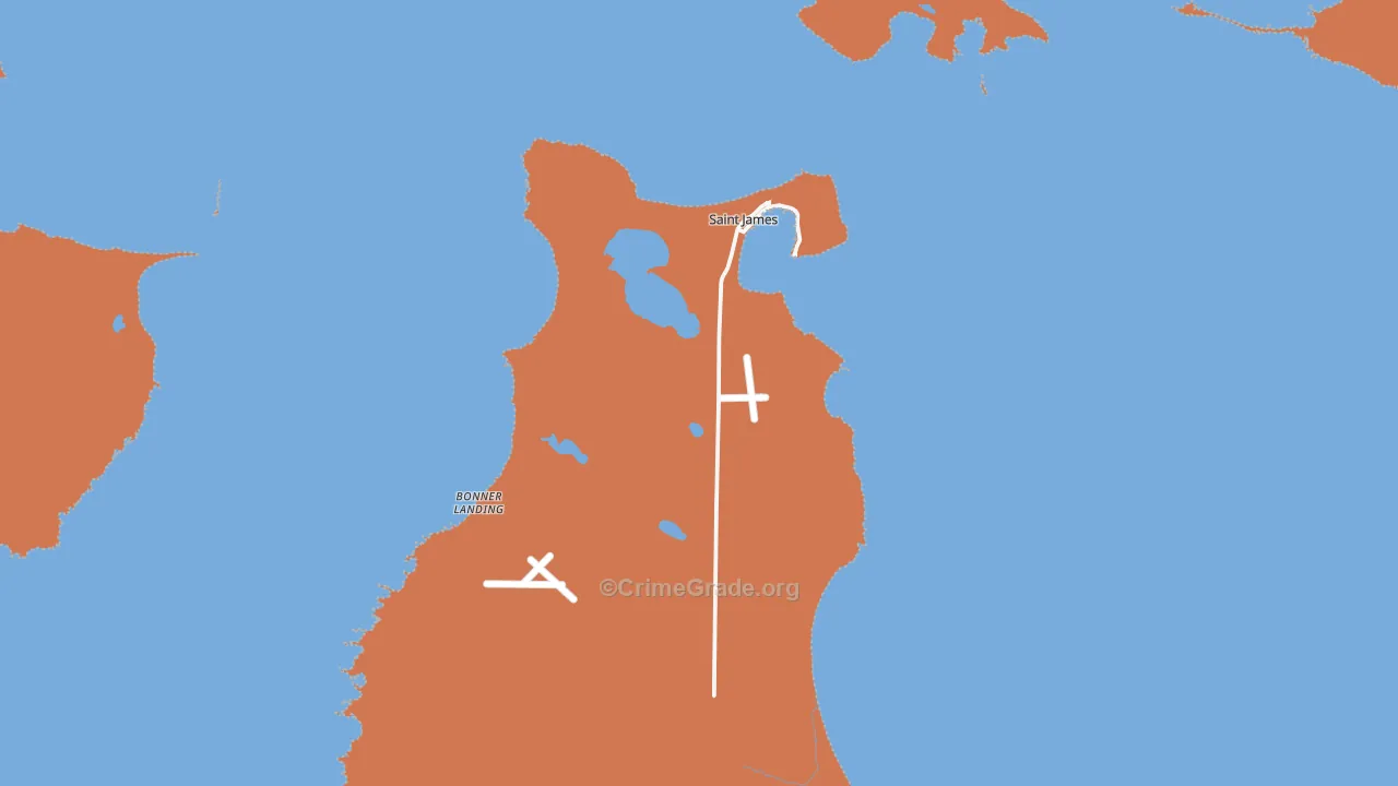 St. James, MI Map of Murder Rates