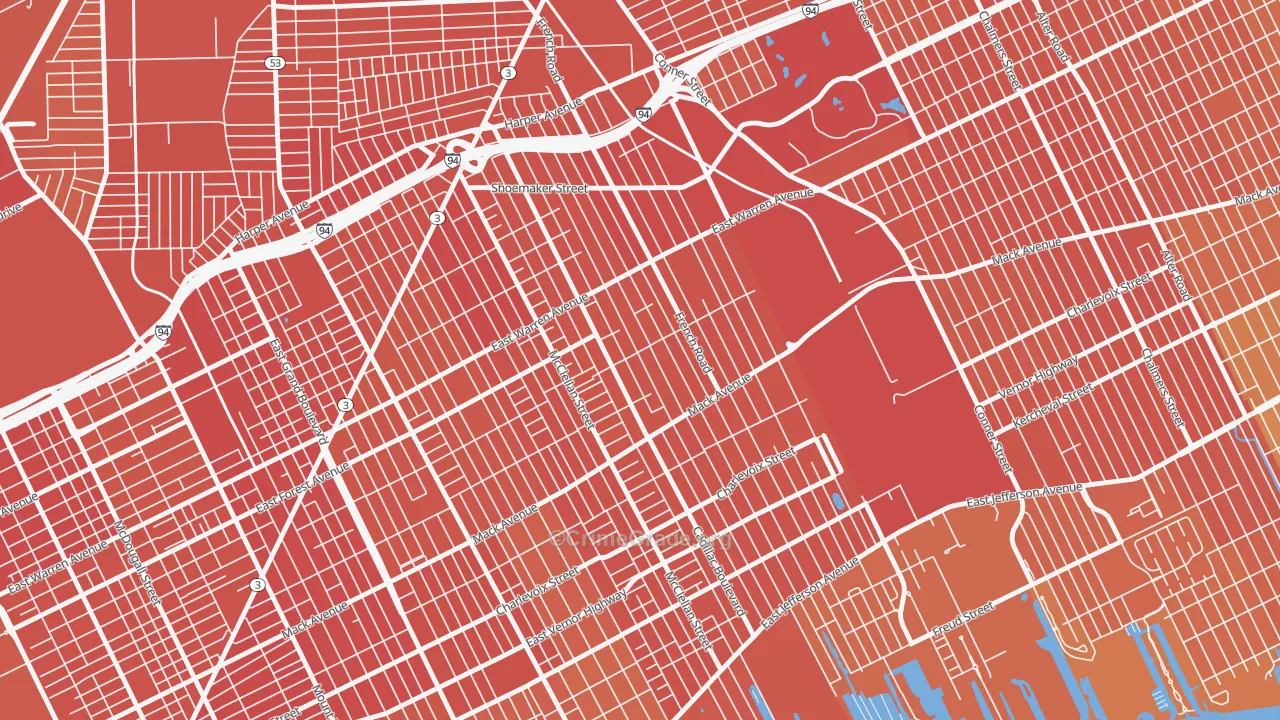 St Jean, Detroit, MI Map of Murder Rates