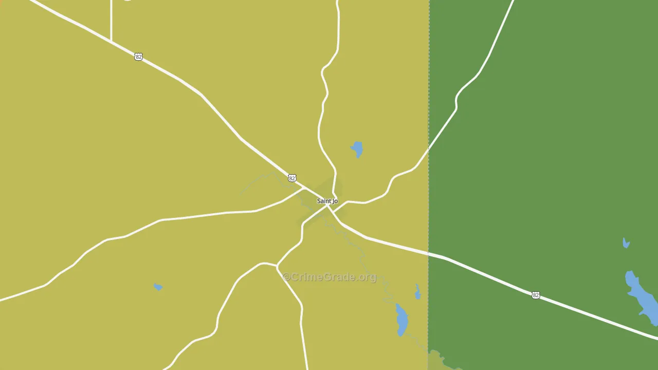 St. Jo, TX Map of Murder Rates
