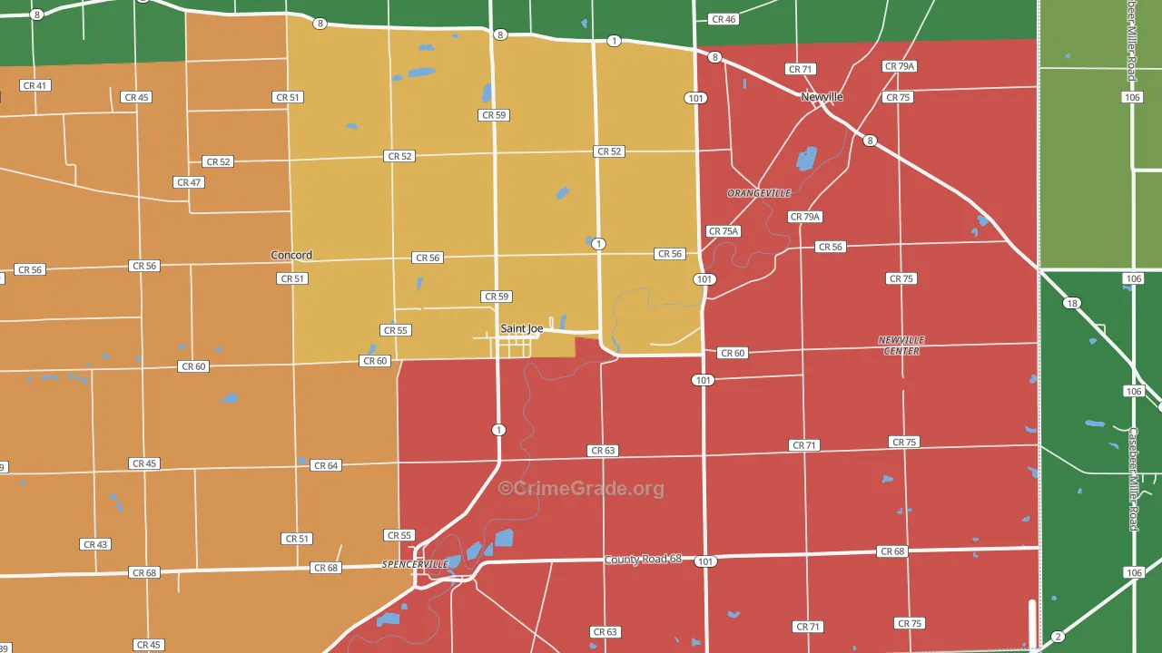St. Joe, IN Map of Murder Rates