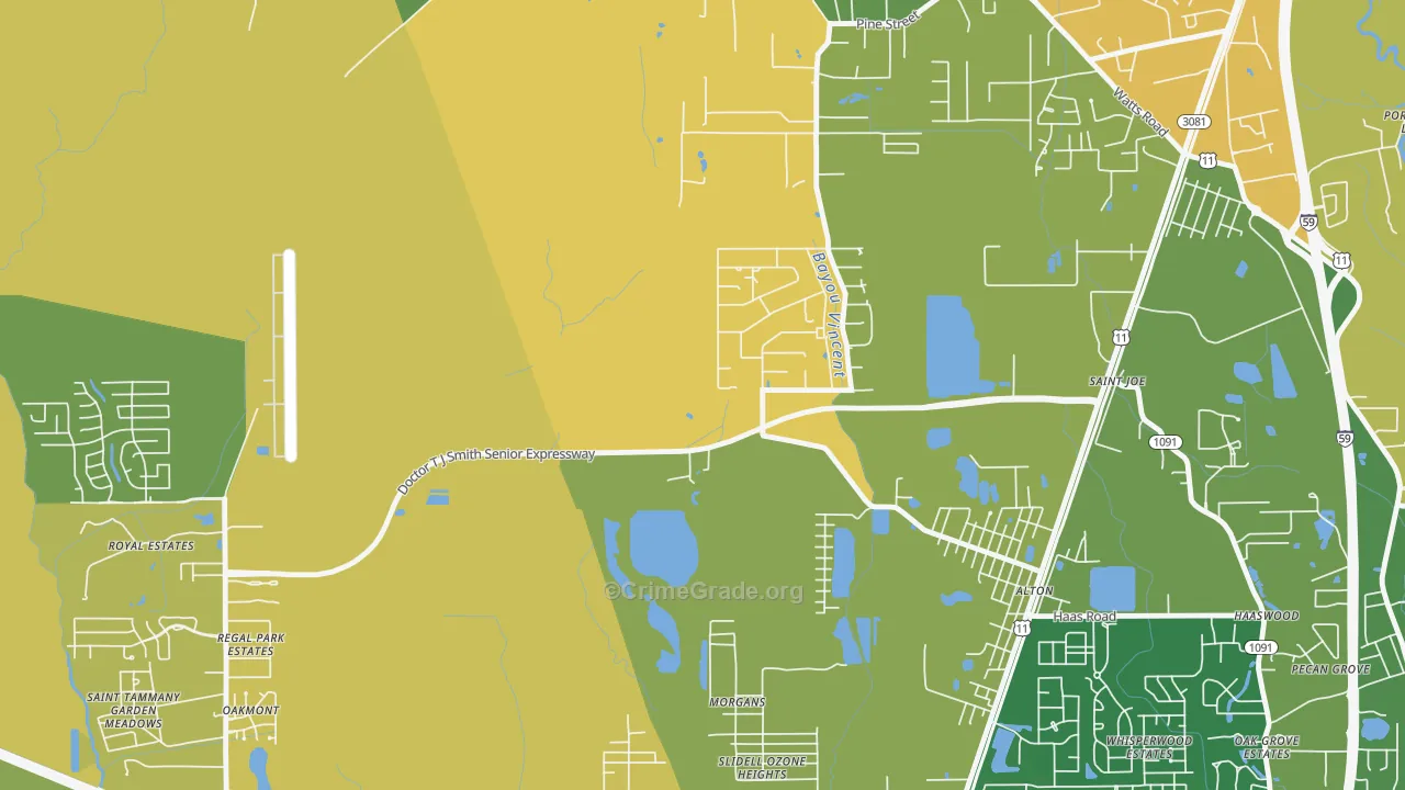 St. Joe, LA Map of Murder Rates