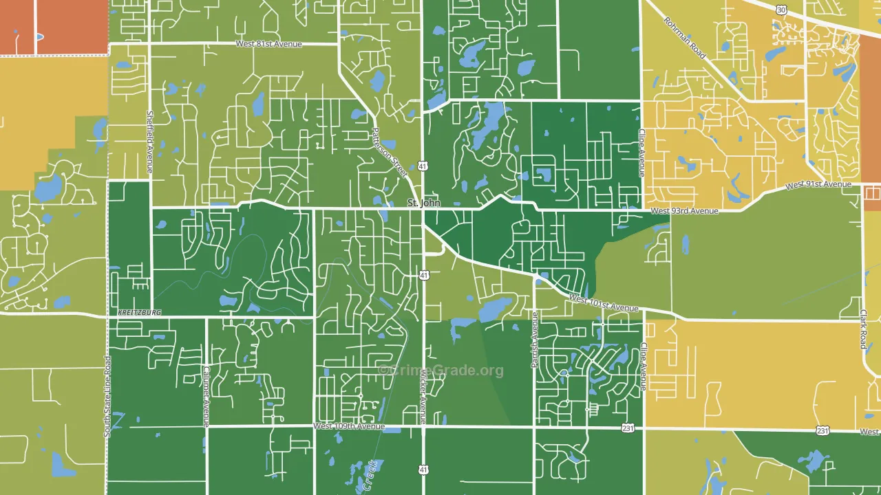 St. John, IN Map of Murder Rates