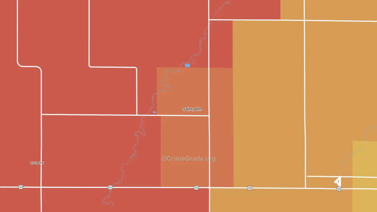 St. John, KS Map of Murder Rates