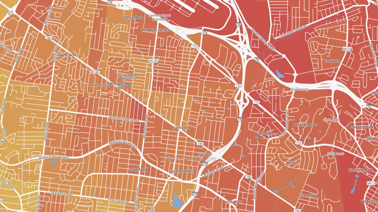 St. John, MO Map of Murder Rates