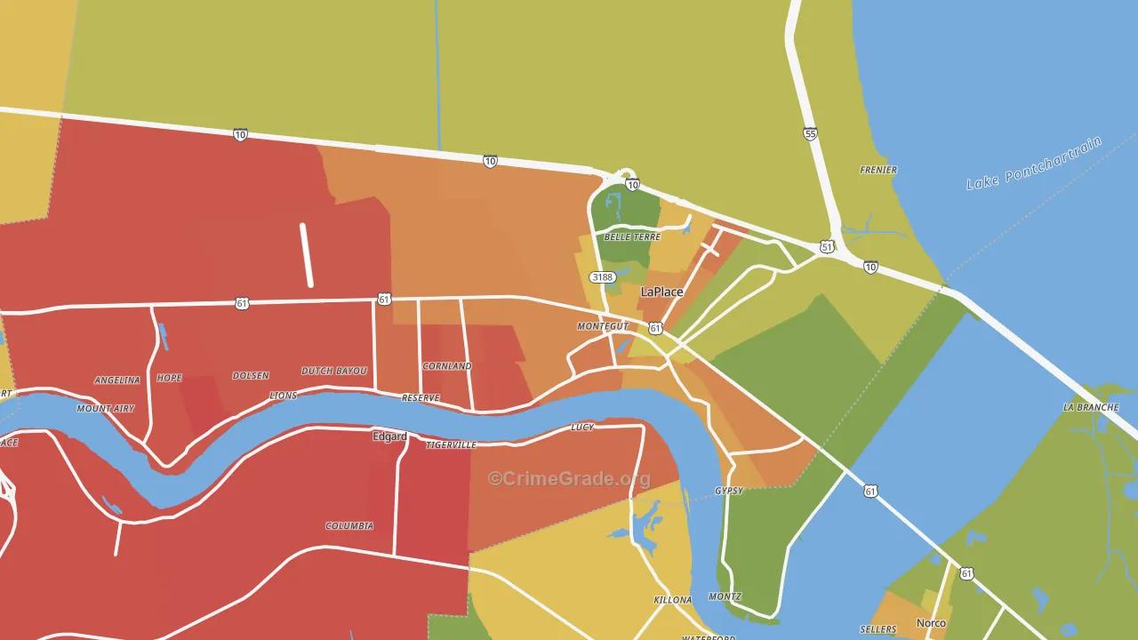 St. John the Baptist Parish, LA Map of Murder Rates