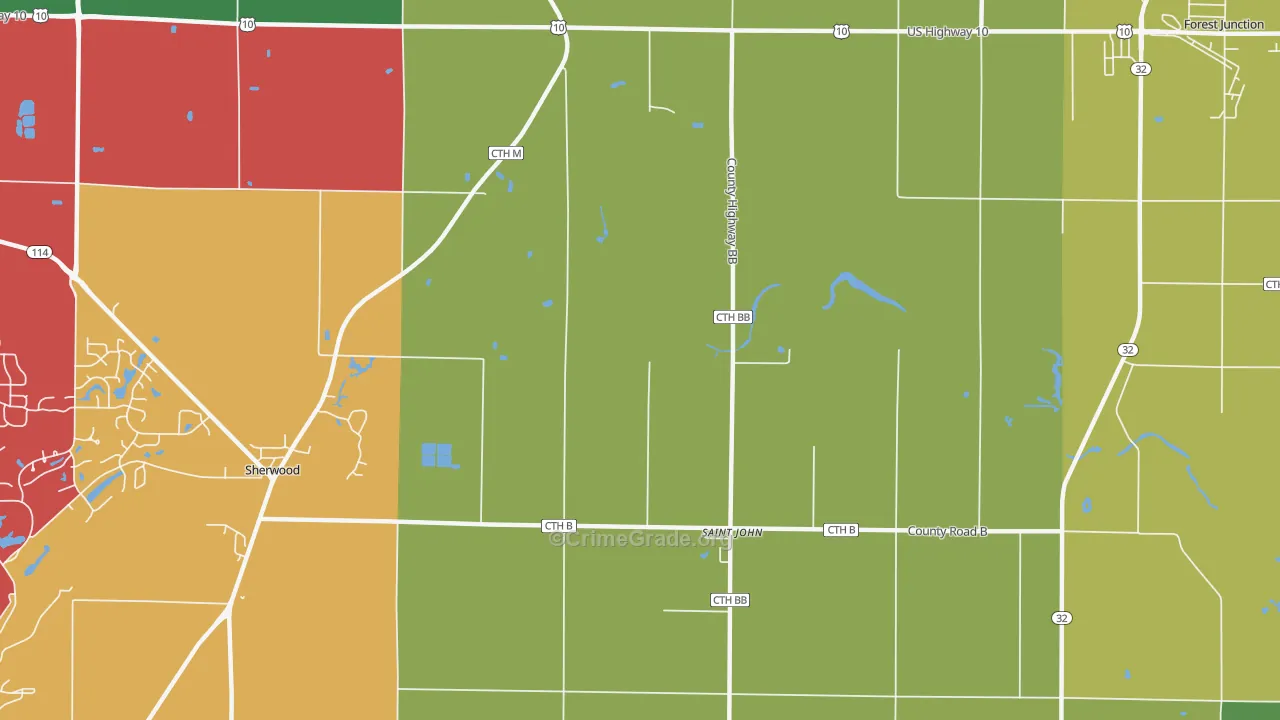 St. John, WI Map of Murder Rates