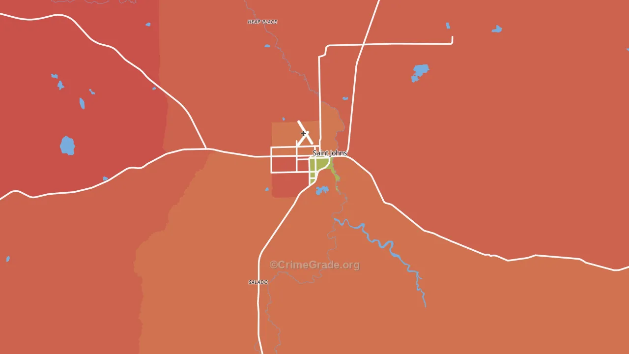 St. Johns, AZ Map of Murder Rates