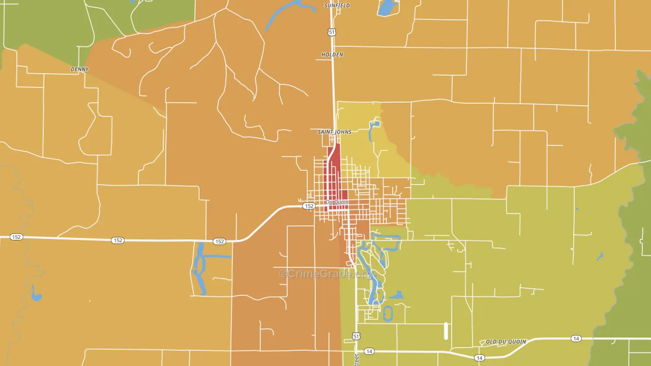 St. Johns, IL Map of Murder Rates