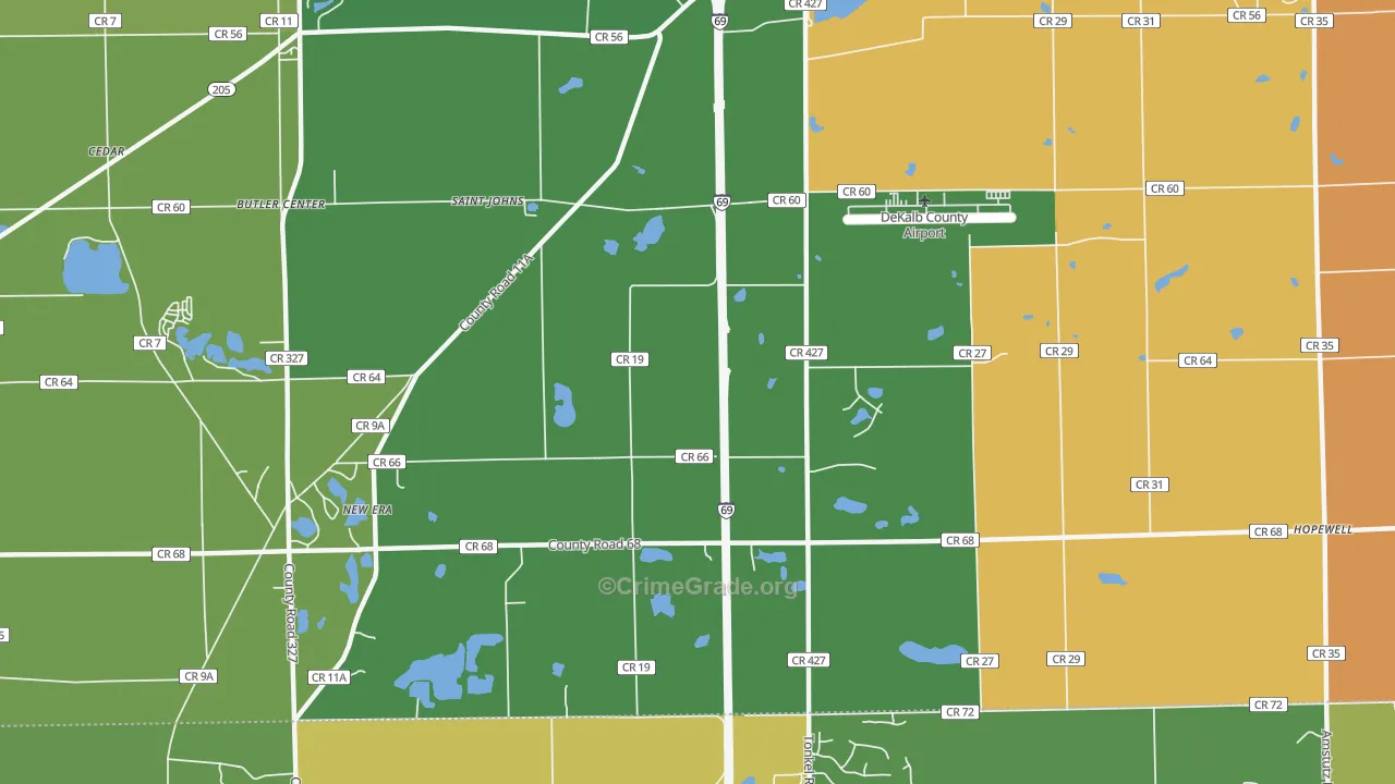St. Johns, IN Map of Murder Rates