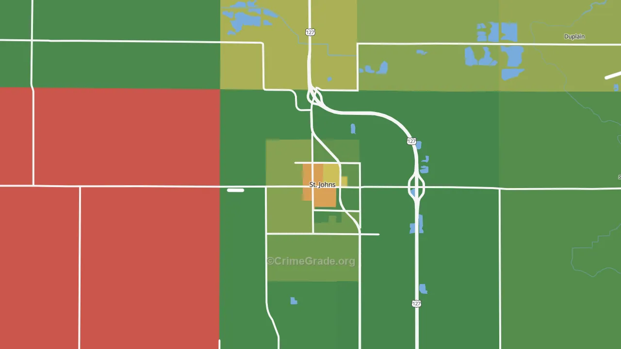 St. Johns, MI Map of Murder Rates