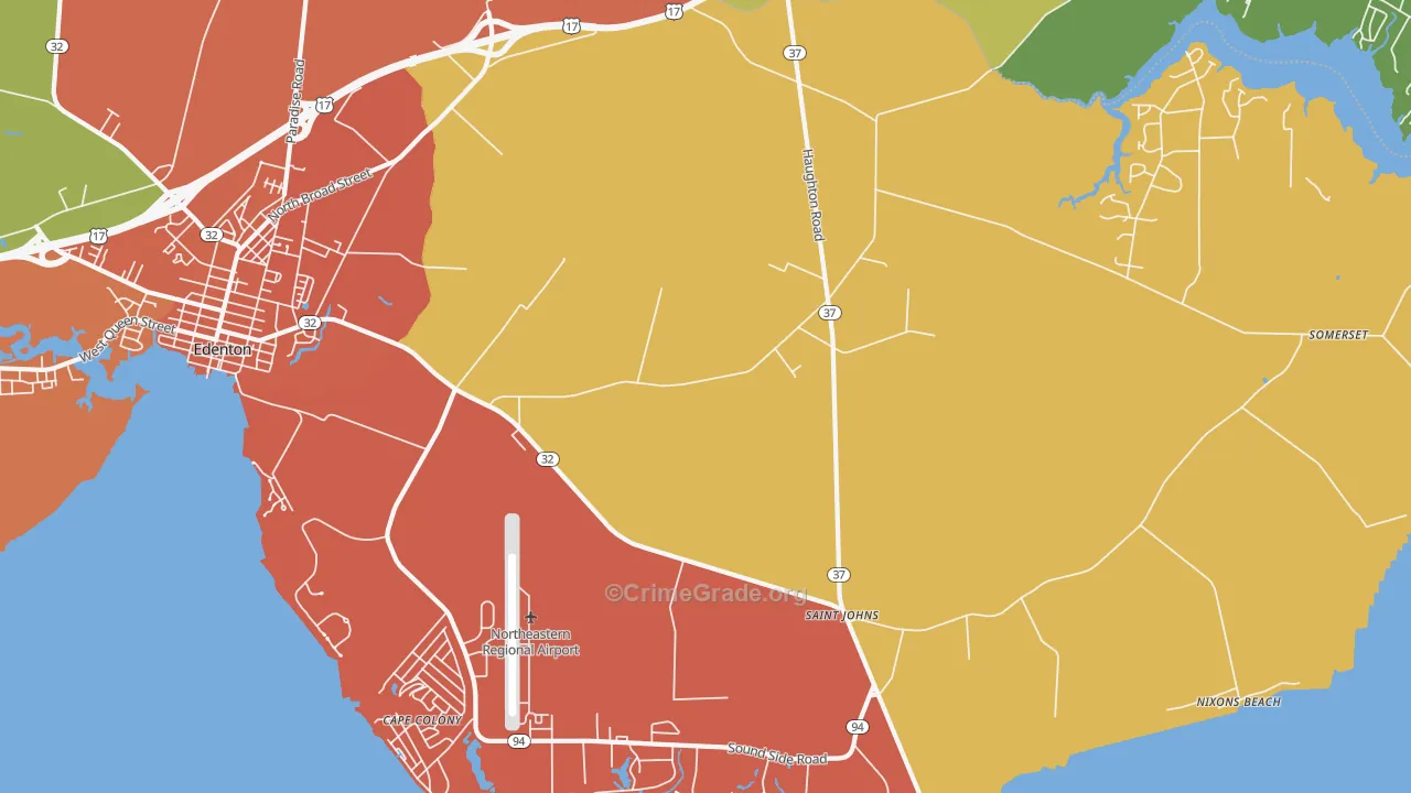 St. Johns, NC Map of Murder Rates