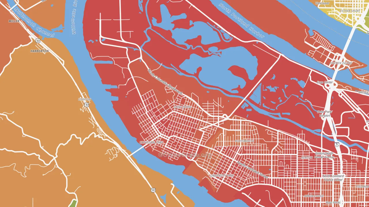 St. Johns, Portland, OR Map of Murder Rates