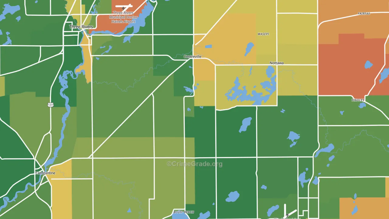 St. Joseph County, MI Map of Murder Rates