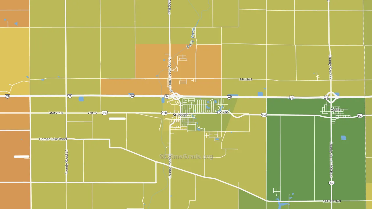 St. Joseph, IL Map of Murder Rates