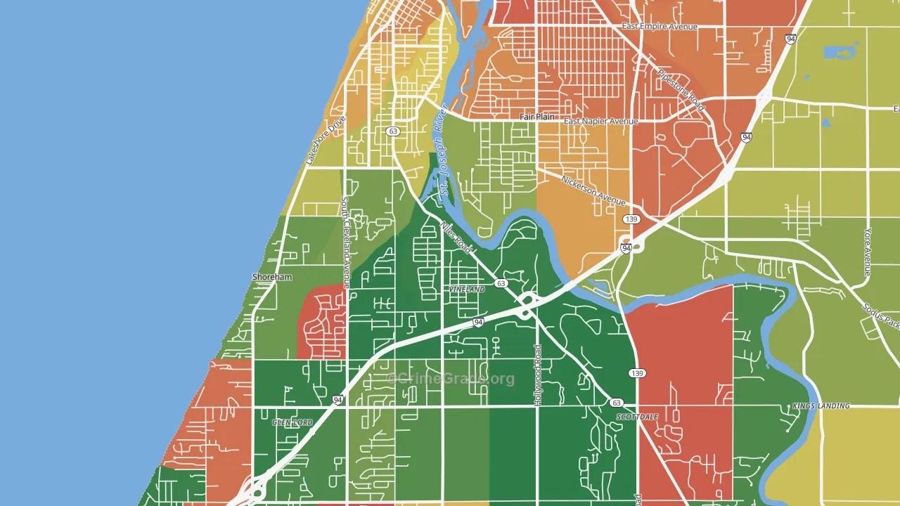 St. Joseph, MI Map of Murder Rates