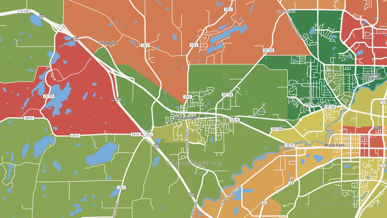 St. Joseph, MN Map of Murder Rates
