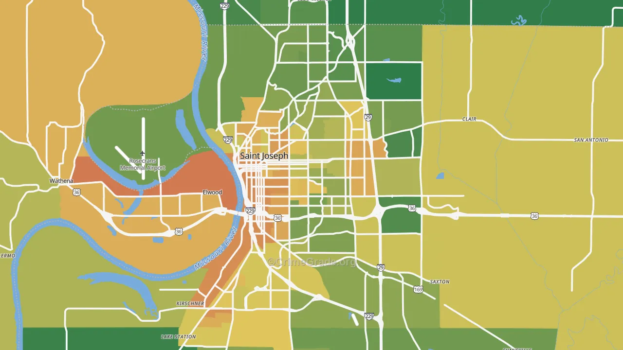 St. Joseph, MO Map of Murder Rates