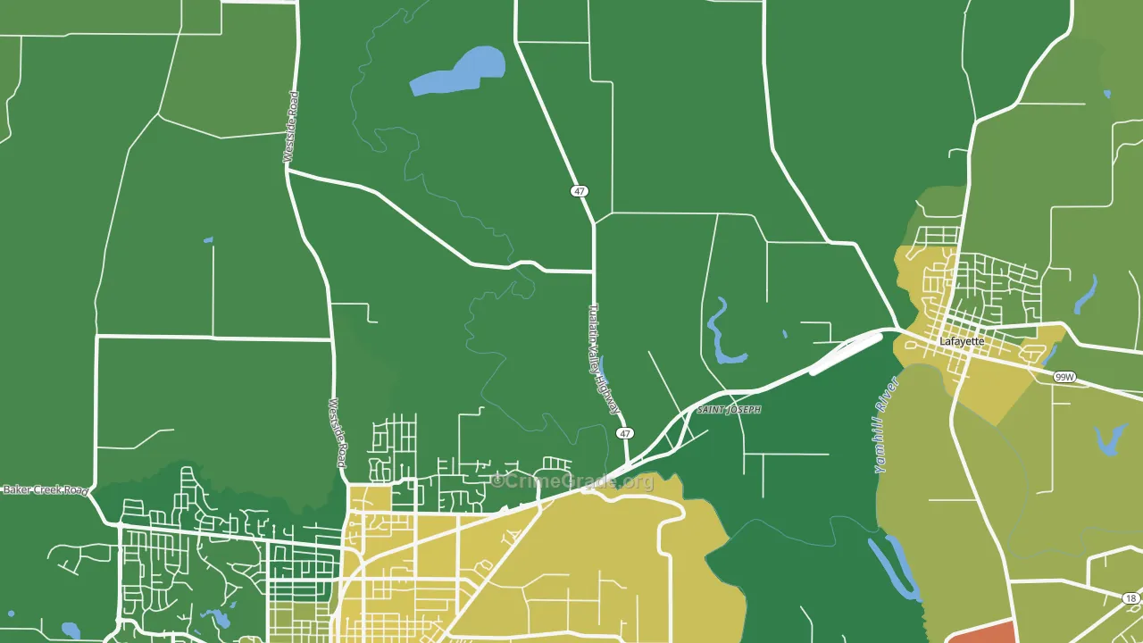 St. Joseph, OR Map of Murder Rates