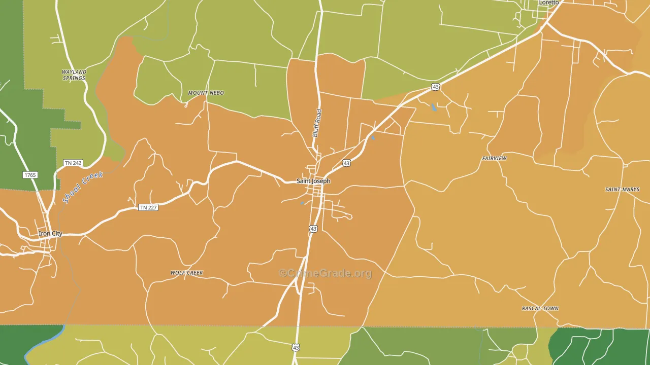 St. Joseph, TN Map of Murder Rates