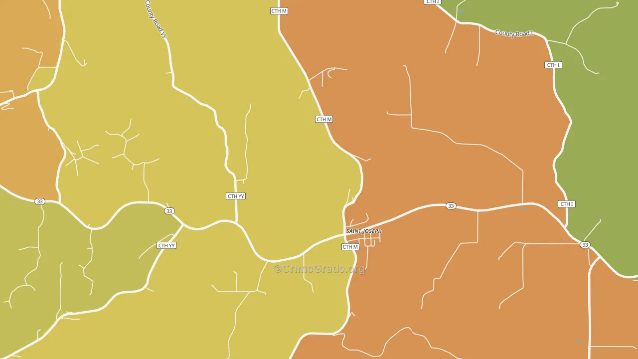 St. Joseph, WI Map of Murder Rates