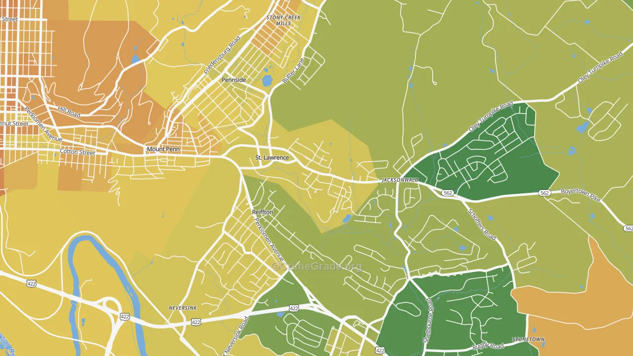 St. Lawrence, PA Map of Murder Rates